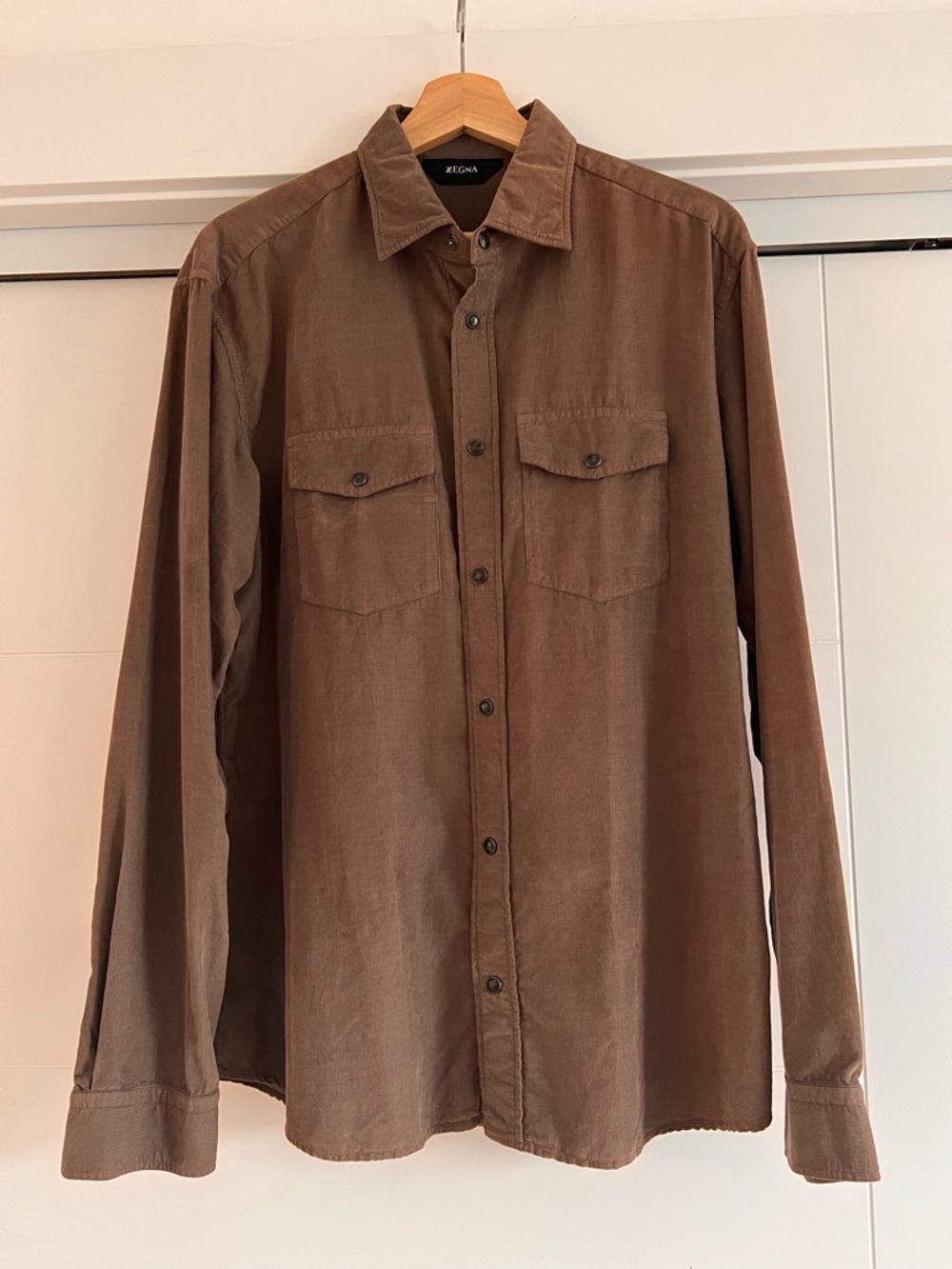 Ermenegildo Zegna Brown Long Sleeve Button-Down Shirt